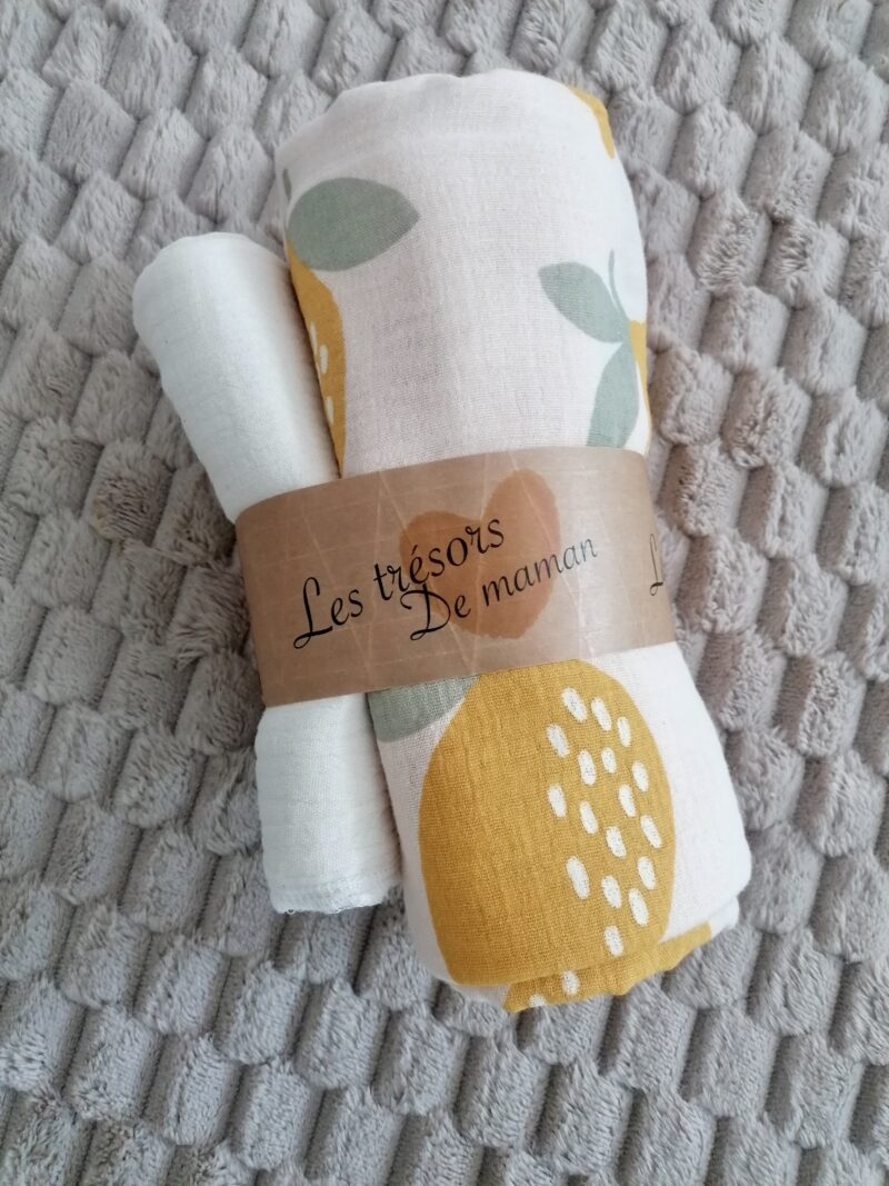 Collection "Un été fruité". Duo de patte de gaze/couverture